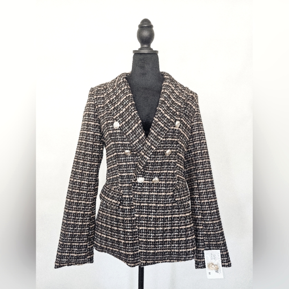 Chic Tweed Double-Breasted Blazer